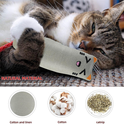 Soft Indoor Cat Toys Self Play Interactive Pillows Catnip Filled 5PCS Plush Kitten Teething Set Cute Kitty Chew Bite Resistant Cartoon Mouse Pet Supplies Gifts.