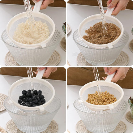 Kefir Strainer Set, 2-Size Plastic Non-Metal Sieve with Fine Mesh for Grains, Milk Kefir, Water & Kombucha - Durable, Food Grade Easy Clean White.