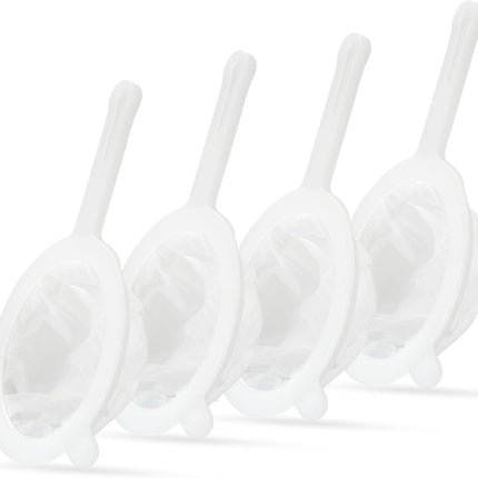 Premium Multi-Mesh Strainer Set, 4 Pack - 100/200/300/400 Mesh, Nylon & Plastic Fine Mesh Sieve for Tea, Coffe, Nut Milk, Juice, Broth, Smoothies, Reusable Easy to Clean, Durable,Dishwarer Safe.
