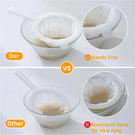 Premium Multi-Mesh Strainer Set, 4 Pack - 100/200/300/400 Mesh, Nylon & Plastic Fine Mesh Sieve for Tea, Coffe, Nut Milk, Juice, Broth, Smoothies, Reusable Easy to Clean, Durable,Dishwarer Safe.