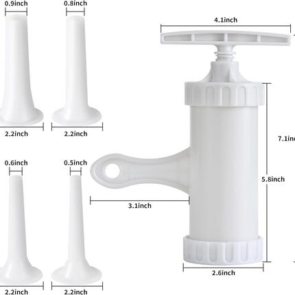 Manual Sausage Stuffer with 4 Stuffing Tubes, BPA-Free Plastic Meat Filler, 12/15/20/24mm Tubes for Natural, Collagen Casings, DIY Hot Dogs, Bratwursts.