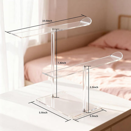 Petluno Double-Tier Clear Acrylic Headband Holder Stand - Elegant Display for 20+ Hair Bands, Accessories Organizer Bedroom, Vanity & Salon Space-Saving, Durable Stylish.