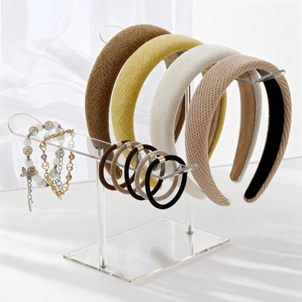 Petluno Double-Tier Clear Acrylic Headband Holder Stand - Elegant Display for 20+ Hair Bands, Accessories Organizer Bedroom, Vanity & Salon Space-Saving, Durable Stylish.