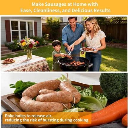 Manual Sausage Stuffer, Black, BPA-Free, Handheld with 4 Stuffing Tubes, for Hot Dogs and Bratwurst.