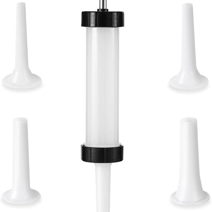 Manual Sausage Stuffer, Black, BPA-Free, Handheld with 4 Stuffing Tubes, for Hot Dogs and Bratwurst.