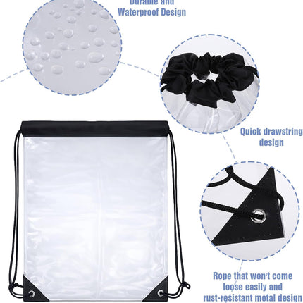 2 Pcs Clear Backpack for Stadium Events, Waterproof PVC Drawstring See Through Bag for Men and Women, Ideal for Gym Stadium Events Concert Colleges Work Festivals Travel Shopping (17x13 Inch).