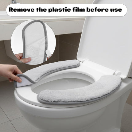 2 PCS Thick and Elastic Toilet Seat Cushion Cover, Washable Soft Padded Toilet Seat Elongated, Easy Install with Double-Sided Hook and Loop Fastener, Seats Mat Cushions for Elderly, Seniors (Gray).