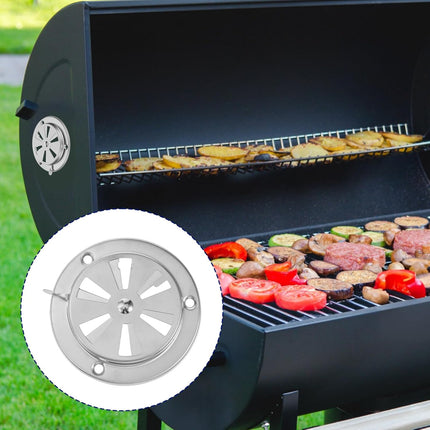 2 PCS BBQ Grill Smoker Air Vent Set, Adjustable Stainless Steel Grill Vent Damper for Controlling Airflow, BBQ Smoker Grilling Exhaust Smokers Replacement Parts for Grills, Stove and Smokers (95mm).