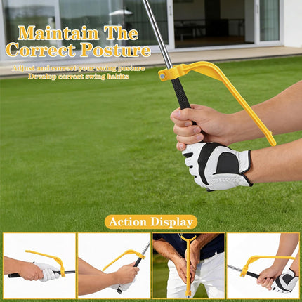 Xindojuz Golf Swing Training Aid, Golf Training Wrist Hinge Swing Correcting Trainer Tool, Stock Shot Setter Golfs Club Practice Equipment Arm Elbow Posture Teaching Accessory for Golfers Beginners.