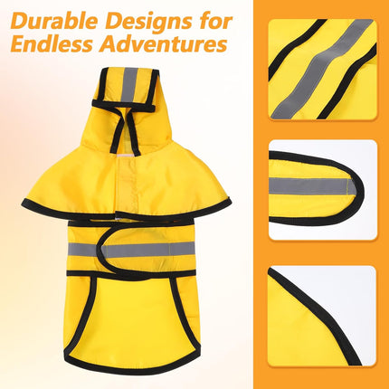 Dog Raincoat with Hood, Rain Jacket for Dogs Waterproof with Reflective Safety Hooded Slicker Poncho, Convenient Leash Hole & Adjustable Fit, Perfect for Small, Medium, and Large Dogs (Yellow M Size).