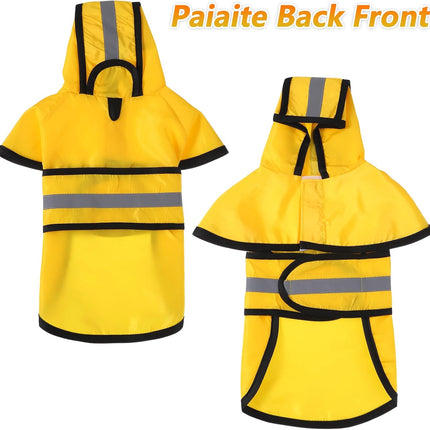 Dog Raincoat with Hood, Rain Jacket for Dogs Waterproof with Reflective Safety Hooded Slicker Poncho, Convenient Leash Hole & Adjustable Fit, Perfect for Small, Medium, and Large Dogs (Yellow M Size).