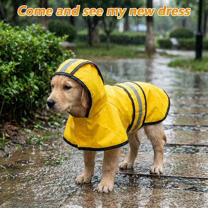 Dog Raincoat with Hood, Rain Jacket for Dogs Waterproof with Reflective Safety Hooded Slicker Poncho, Convenient Leash Hole & Adjustable Fit, Perfect for Small, Medium, and Large Dogs (Yellow M Size).
