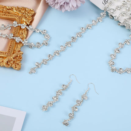 2 Yard Rhinestone String Silver Rhinestone Strings by The Yard Rope Crystal Applique Strips String for Crafts Silver Crystal Close Chain for Wedding Clothes DIY Cups.