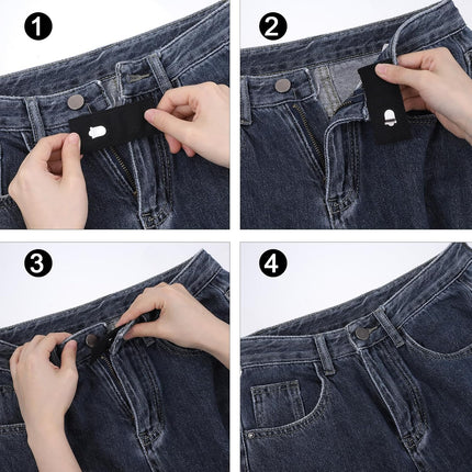 Xinjoduz 8 pcs Black Hook Waist Band Extenders, Pants Waist Extenders with Metal Hook Adjustable Waistband Extender for Men Women, Pants, Jeans, Skirts, Trousers Fasteners.
