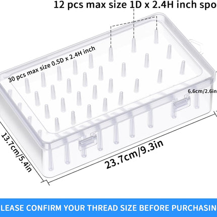 Homakover 42 Spools Sewing Thread Box Storage, Clear Plastic Thread Spools Holder, Embroidery Organizer Bobbins Storage Case, Portable Craft Organizer for Embroidery Quilting and Sewing Threads.