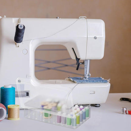Homakover 42 Spools Sewing Thread Box Storage, Clear Plastic Thread Spools Holder, Embroidery Organizer Bobbins Storage Case, Portable Craft Organizer for Embroidery Quilting and Sewing Threads.