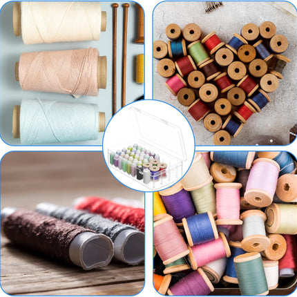 Homakover 42 Spools Sewing Thread Box Storage, Clear Plastic Thread Spools Holder, Embroidery Organizer Bobbins Storage Case, Portable Craft Organizer for Embroidery Quilting and Sewing Threads.