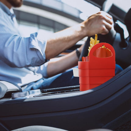 French Fry Holder and Dip Sauce Holder Set for Car, Mini Sauce Holder for On-The-Go Snacking, Idea for Men and Women Stocking Stuffer, for Holiday Present (Red).