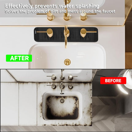 Faucet Mat for Bathroom Sink - Easy to Clean, Anti-Slip Splash Guard with Fast Drying Properties - Protective Sink Tray Ideal for Stone Sinks in Bathroom & Kitchen.