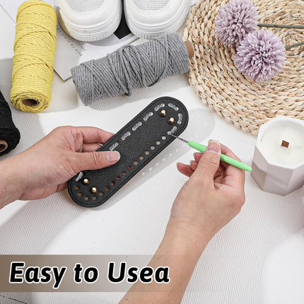4 Pcs Black Purse Bottom for Crochet Bag Base Pu Leather Bag Bottom Base Leather Long Oval Purse Bottoms Making Supplies with Holes for DIY Crochet Bags Shoulder Bags Craft Making (Black).
