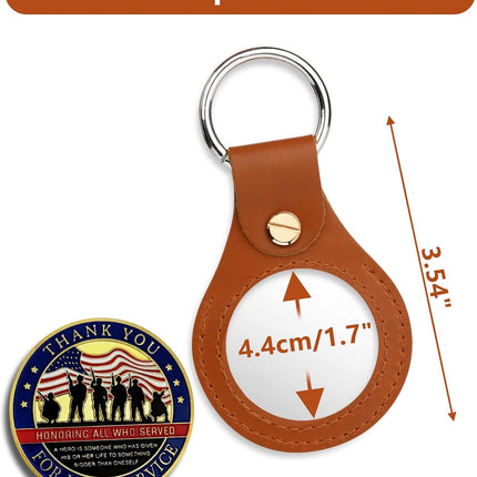 Homakover AA Medallion Coin Holder Keychain,Genuine Leather Standard Challenge Coin Sleeves,Snap Open Display Case.