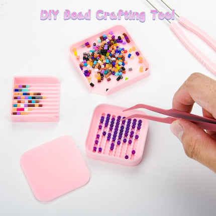 Homakover 2.6mm Fuse Bead Picking Tray Kit – Beads Craft Tool Set with Pickup Tray, Storage Box, Stainless Steel Tweezer(Random Color), Aligner Trays & Needle Tweezer for Arts & Crafts Projects.