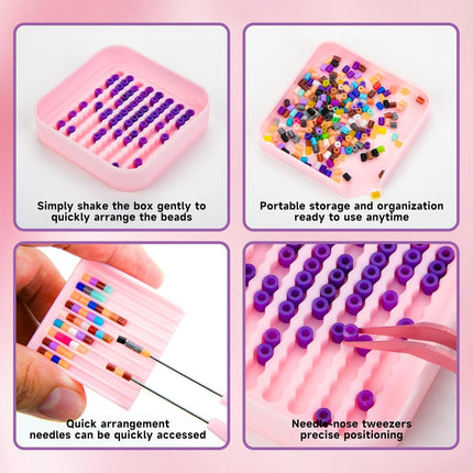 Homakover 2.6mm Fuse Bead Picking Tray Kit – Beads Craft Tool Set with Pickup Tray, Storage Box, Stainless Steel Tweezer(Random Color), Aligner Trays & Needle Tweezer for Arts & Crafts Projects.