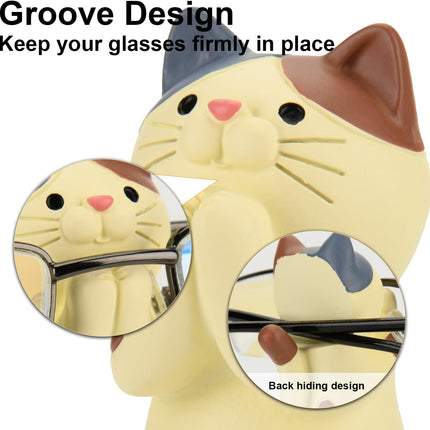 Creative Glasses Holder Stand for Desk, Cute Cat Eyeglasses Holder Display Stand, Sunglasses Spectacle Display Rack, Fun Resin Glasses Keeper Optical Accessories, Nightstand Home Office Desk Decor (Cat).