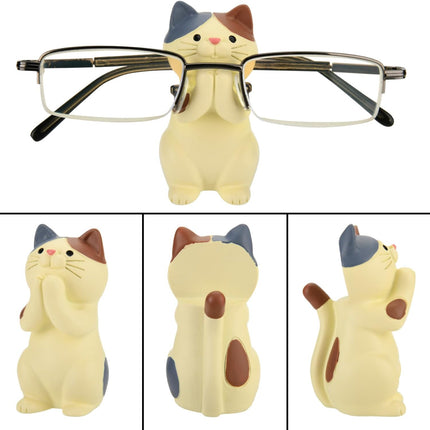 Creative Glasses Holder Stand for Desk, Cute Cat Eyeglasses Holder Display Stand, Sunglasses Spectacle Display Rack, Fun Resin Glasses Keeper Optical Accessories, Nightstand Home Office Desk Decor (Cat).