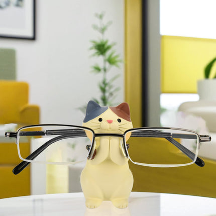 Creative Glasses Holder Stand for Desk, Cute Cat Eyeglasses Holder Display Stand, Sunglasses Spectacle Display Rack, Fun Resin Glasses Keeper Optical Accessories, Nightstand Home Office Desk Decor (Cat).