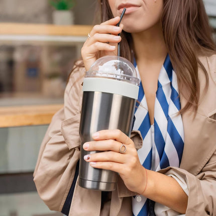 Silicone Ring for 30 & 40 oz Stainless Steel Tumbler,Reusable Iced Coffee Cup Ring,Durable Drink Sleeve for Cold Beverages, Leak-Proof Lid for Iced Coffee,Hot Drinks (White x 2).