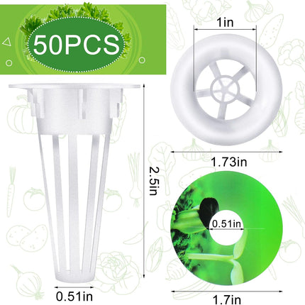 Cunhill 100 Pcs Hydroponic Growing Kit Include 50 Pcs Plant Replacement Basket Containers and 50 Pcs Seed Pot Label Compatible with Hydroponic Growing System(0.5 Inch,White).