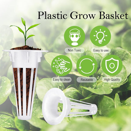 Cunhill 100 Pcs Hydroponic Growing Kit Include 50 Pcs Plant Replacement Basket Containers and 50 Pcs Seed Pot Label Compatible with Hydroponic Growing System(0.5 Inch,White).