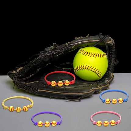 Glenmal 30 Pieces Softball Charm Bracelet Softball Gifts Baseball Party Favors Adjustable Inspirational Sport Ball Bracelet Handmade Rope Knot Bracelets for Girl Kid Teen Team Player Gift.