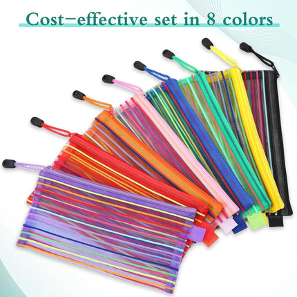 Glenmal 16 Pack Zipper Mesh Pouch Pencil Pouches Cases Multipurpose Storage Bag Travel Bags for Office Classroom Supplies Toiletries Cosmetic Puzzles Storage.