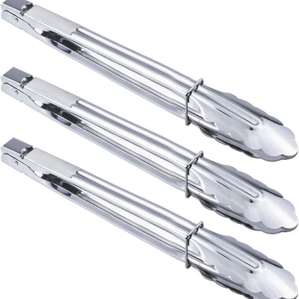 Stainless Steel Serving Tongs Grilling Tongs for Cooking Camping Barbecue (12-Inch 3 Pieces).