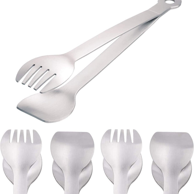 Small Serving Tongs 6-Inch Stainless Steel Mini Appetizer Tongs, Set of 4 (Brushed).