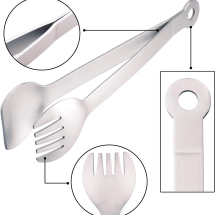 Small Serving Tongs 6-Inch Stainless Steel Mini Appetizer Tongs, Set of 4 (Brushed).