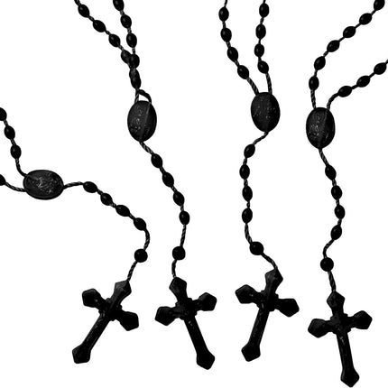 JUXINDAZYF 17'' Bulk Rosaries, Plastic Rosary Beads 12 Rosary Set (Black).