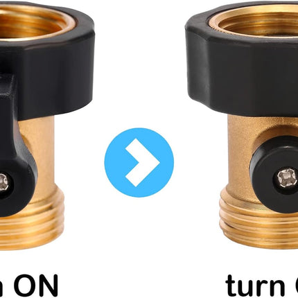 Water Hose Shut Off Valve, 2 Pack Heavy Duty 3/4 Inch Solid Brass Garden Hose Connector.