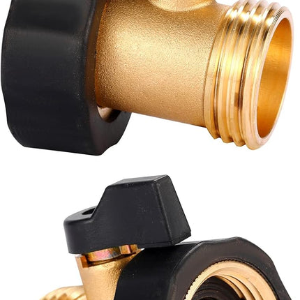 Water Hose Shut Off Valve, 2 Pack Heavy Duty 3/4 Inch Solid Brass Garden Hose Connector.