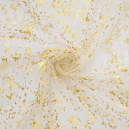Beige Gold Gauze Table Runner 120 Inch 10FT, Glitter llic Foil Sheer Dining Wedding Anniversary Holiday Birthday Table Decor for Home Party.