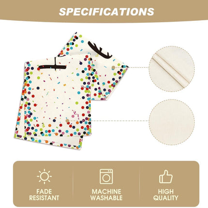 Polka Dot Beige Happy Birthday Table Runner, Seasonal Kitchen Dining Table Decoration for Home Party Decor 13x72 Inch.