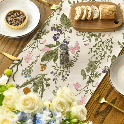 Wildflowers Floral Spring Table Runner, Seasonal Summer Butterfly Kitchen Dining Table Decoration for Home Party 13x72 Inch.