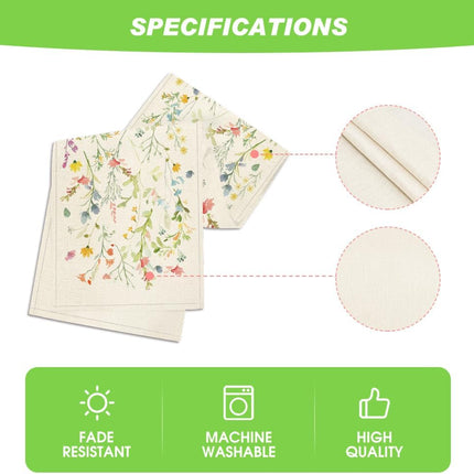 Wildflowers Bloom Flowers Spring Table Runner, Seasonal Summer Floral Kitchen Dining Table Decoration for Home Party Decor 13x72 Inch.