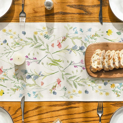 Wildflowers Bloom Flowers Spring Table Runner, Seasonal Summer Floral Kitchen Dining Table Decoration for Home Party Decor 13x72 Inch.
