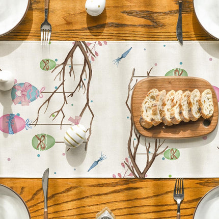 Buffalo Plaid Bunny Egg Carrot Easter Table Runner, Seasonal Spring Kitchen Dining Table Decoration for Home Party Decor 13x72 Inch.