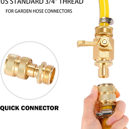 3/4 Inch Brass Garden Hose Fitting Quick Connector Male and Female Set, 2 Set.