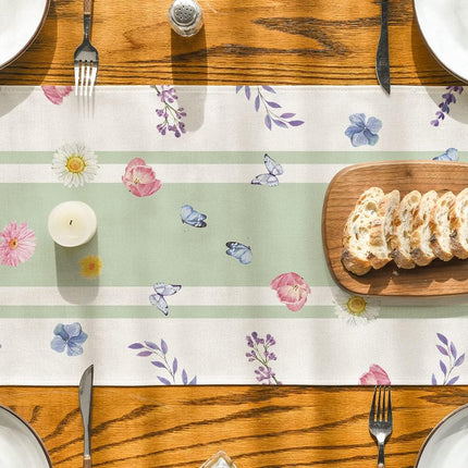 Vase Bloom Tulip Lavender Summer Table Runner, Seasonal Spring Kitchen Dining Table Decoration for Home Party Decor 13x72 Inch.