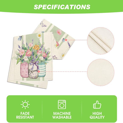 Vase Bloom Tulip Lavender Summer Table Runner, Seasonal Spring Kitchen Dining Table Decoration for Home Party Decor 13x72 Inch.